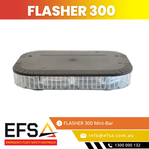 FLASHER 300 Mini-Bar - Compact and high-intensity flasher lightbar for safety and emergency applications, available at EFSA Australia.