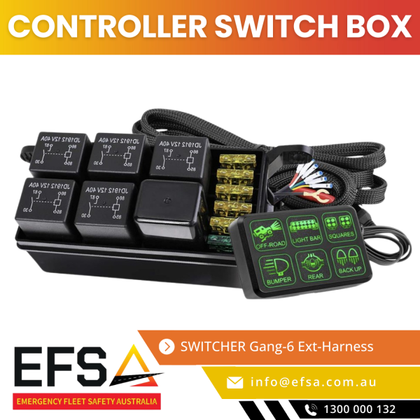 SWITCHER Gang/6 Extension Harness – Reliable wiring solution for vehicle lighting and accessories, available at EFSA Australia.