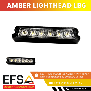LIGHTHEAD TOUGH LT18 Amber | 18W LED Warning Light | IP67 Waterproof